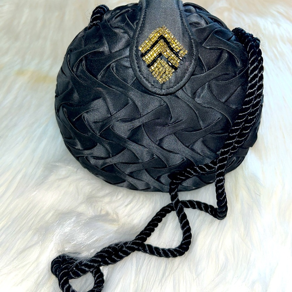 ⭐️Lancôme⭐️Black Satin Woven Purse/Clutch - Picture 1 of 10